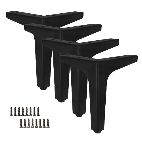 Belvanr Schwarze Dreieck Tischbeine 4 Stück Metalldreieck Möbel DIY Dreieck Möbelbeine Möbelfüße Schwarz Metall Ersatz Couch Beine DIY Metall Möbelfüße Ersatz Schrankfüße mit Schrauben Möbelfüsse von Belvanr