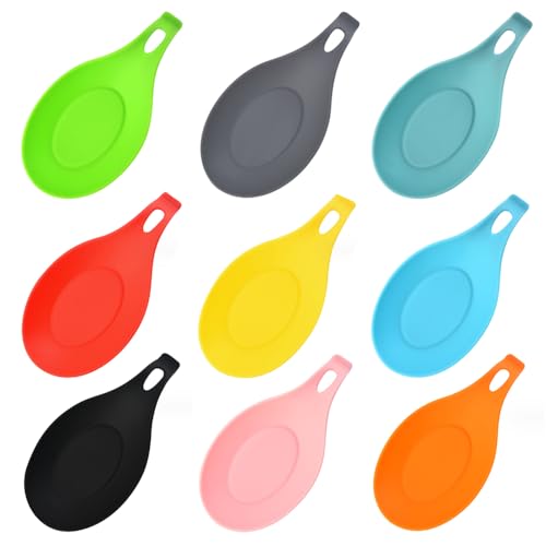 Belvanr Silikon Löffelablage 9 Stück Löffelablage aus Silikon Hitzebeständig Löffelablage Kochlöffelablage Silikon Löffelhalter Küchenlöffelhalter Spoon Rests Kochlöffelhalter Suppenlöffelablage von Belvanr