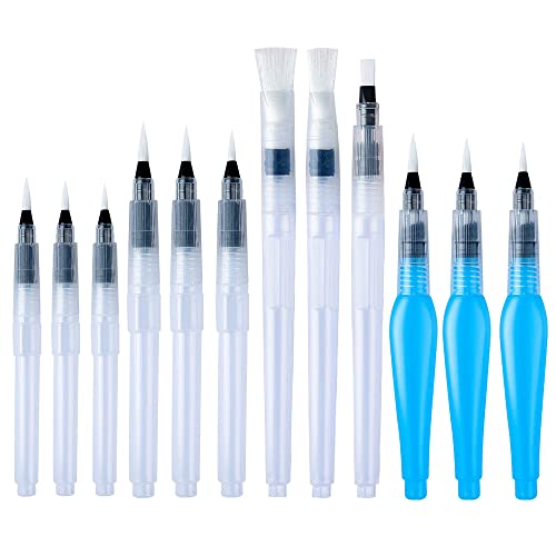 Belvanr Wasserpinsel Aquarell Stift 12 Stück Wassertankpinsel Aquarell Wassertankpinsel Wasserpinsel Stifte Aquarell Water Brush Pens Aquarellstifte Auffüllbare Pinsel mit Wassertank von Belvanr