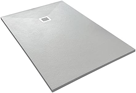 Belvit Duschwanne aus Kompositstein Weiß, Schieferstruktur, Größe 140x90 cm, flach und modern, rutschhemmend, robust, inkl. Ablaufgarnitur, einfache Montage Belvit Duschwanne aus Kompositstein Weiß, Schieferstruktur, Größe 140x90 cm, flach und modern, rutschhemmend, robust, inkl. Ablaufgarnitur, einfache Montage von Belvit