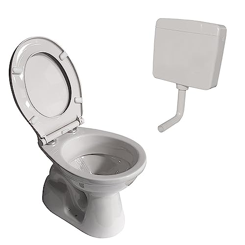 Belvit Stand WC Grau Abgang Boden mit Softclose-Deckel und Spülkasten von Belvit