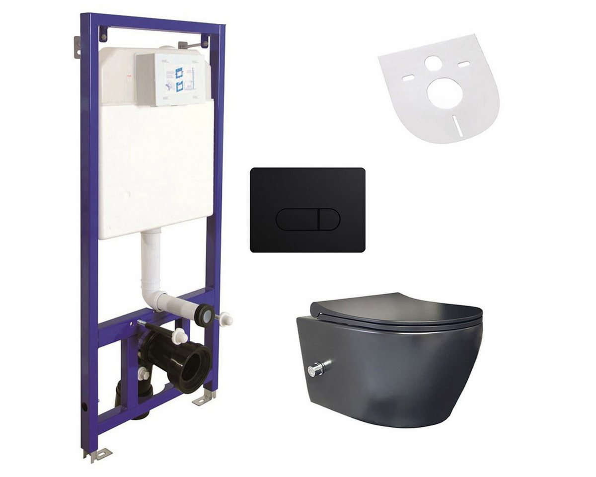 Belvit Tiefspül-WC AL66700KomplettSet, Belvit Spülrandloses Hänge-WC mit Armatur, Deckel, Vorwandelement Belvit Tiefspül-WC AL66700KomplettSet, Belvit Spülrandloses Hänge-WC mit Armatur, Deckel, Vorwandelement von Belvit