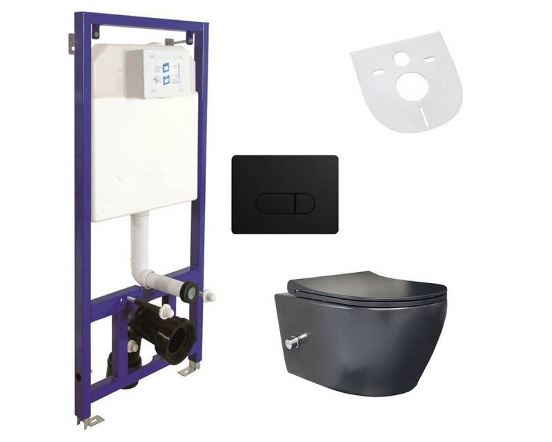 Belvit Tiefspül-WC AL66700KomplettSet, Belvit Spülrandloses Hänge-WC mit Armatur, Deckel, Vorwandelement Belvit Tiefspül-WC AL66700KomplettSet, Belvit Spülrandloses Hänge-WC mit Armatur, Deckel, Vorwandelement von Belvit