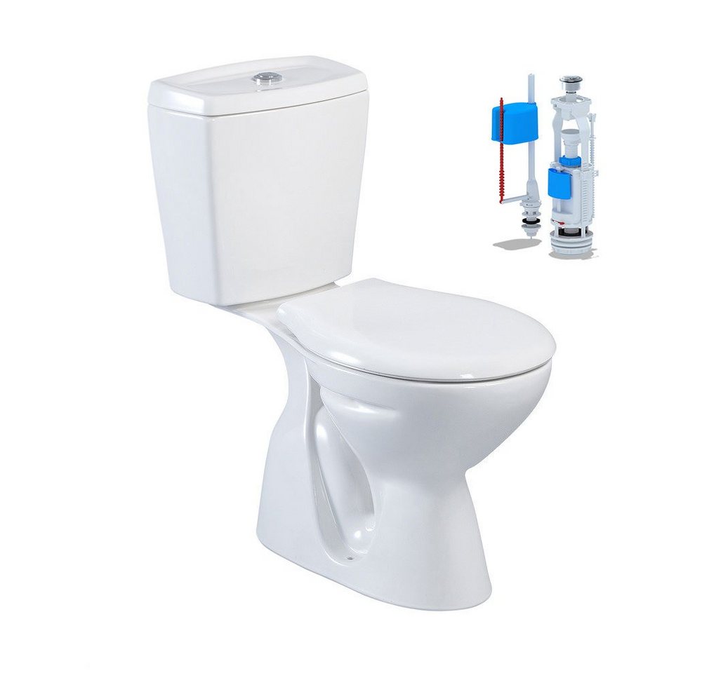 Belvit Tiefspül-WC S-ESW002, bodenstehend, Abgang senkrecht, Stand-WC mit Spülkasten und Soft-Close Deckel von Belvit