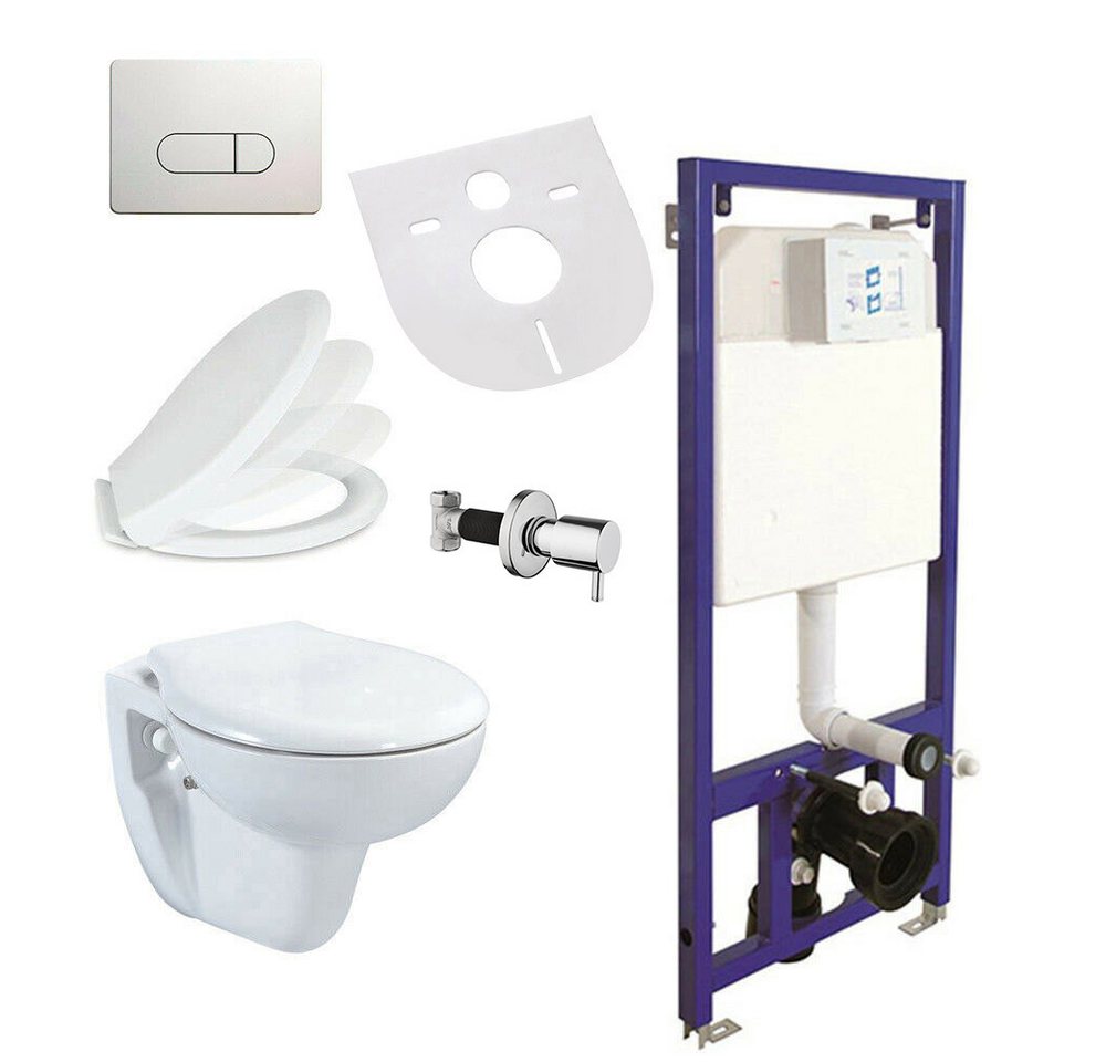 Belvit Tiefspül-WC BV-EW4001Komplett, wandhängend, Abgang waagerecht, Hygienedusche/Taharet von Belvit