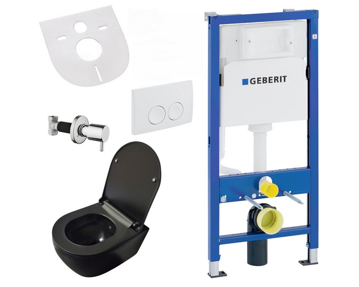Belvit Tiefspül-WC UP100-AL6612-SET, Belvit Wand WC Set spülrandlos Schwarz matt mit Taharet Bidet Belvit Tiefspül-WC UP100-AL6612-SET, Belvit Wand WC Set spülrandlos Schwarz matt mit Taharet Bidet von Belvit