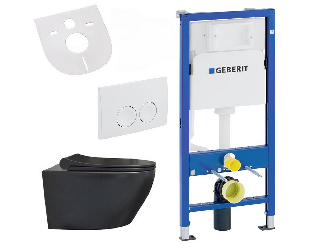Belvit Tiefspül-WC UP100-AL6613-SET, Belvit Wand WC Set spülrandlos Schwarz matt mit Softclose WC Sitz Belvit Tiefspül-WC UP100-AL6613-SET, Belvit Wand WC Set spülrandlos Schwarz matt mit Softclose WC Sitz von Belvit