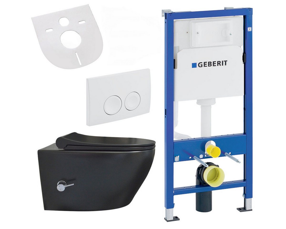 Belvit Tiefspül-WC UP100-AL66700-SET, Belvit Wand WC Set spülrandlos Schwarz matt mit Taharet Bidet Belvit Tiefspül-WC UP100-AL66700-SET, Belvit Wand WC Set spülrandlos Schwarz matt mit Taharet Bidet von Belvit