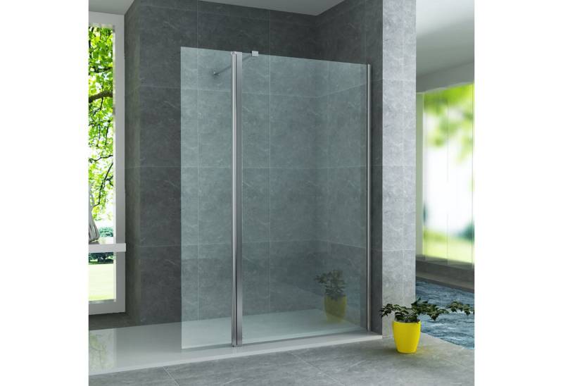 Belvit Walk-in-Dusche BV-DW1-60, (1 tlg), 200x60cm 8mm Glas Aluminium Nano Beschichtung Duschabtrennung von Belvit