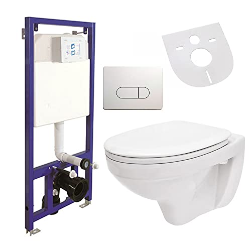 Hänge Wand WC Toilette mit Spülkasten/Vorwandelement inkl. Betätigungsplatte von Belvit