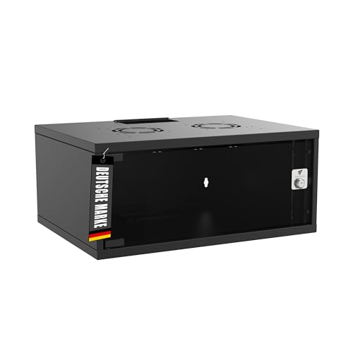Bemacom Netzwerkschrank - Serverschrank 19 Zoll 4HE - Server-Racks für Wandmontage - EDV-Gehäuse mit Traglast 60kg - 400 x 540 x 236 mm Schwarz von Bemacom
