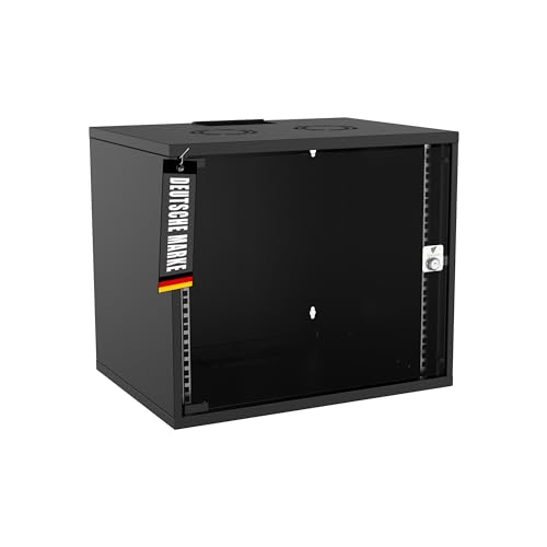 Bemacom Netzwerkschrank - Serverschrank 19 Zoll 9HE - Server-Racks für Wandmontage - EDV-Gehäuse mit Traglast 60kg - 400 x 540 x 460 mm Schwarz von Bemacom