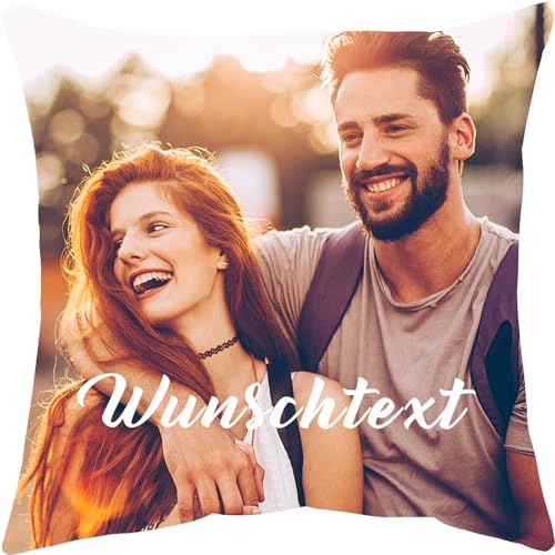 Bemaystar Kissen mit Foto Bedrucken Lassen - Personalisiertes Kissen, Kissenbezug personalisierbar mit Foto und Wunschtext, mit Foto individuell Bedruckt Fotokissenbezug von Bemaystar
