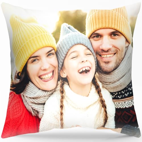 Bemaystar Kissen mit Foto Bedrucken Lassen - Personalisiertes Kissen, Kissenbezug personalisierbar mit Foto und Wunschtext, mit Foto individuell Bedruckt Fotokissenbezug von Bemaystar