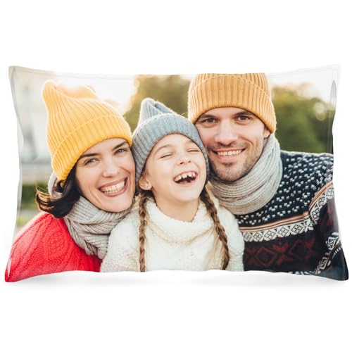 Bemaystar Kissen mit Foto Bedrucken Lassen - Personalisiertes Kissen, Kissenbezug personalisierbar mit Foto und Wunschtext, mit Foto individuell Bedruckt Fotokissenbezug von Bemaystar