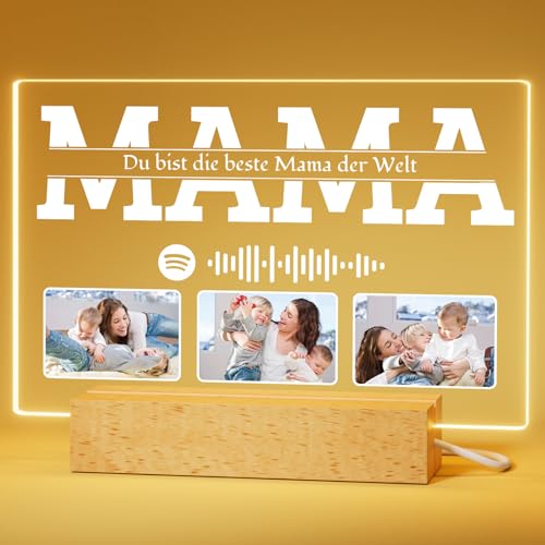 Bemaystar Muttertagsgeschenk Personalisierte für Mama Geschenke: Mama Lampe mit Foto, Personalisierte Song Arcylic Fotorahmen, Muttertagsgeschenk Geschenke für Mama von Bemaystar