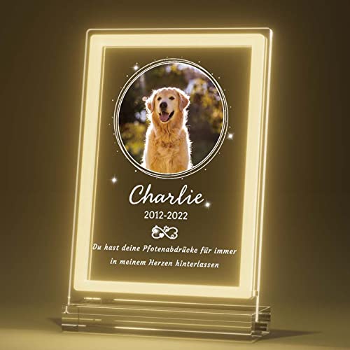 Bemaystar Personalisiert Gedenktafel für Haustiere Gedenkstein für Hunde mit Bild Gedenkstätten Hunde-Bilderrahmen für Katze und andere Haustiere Tiere Haustier-Hund-Gedenk Geschenke Foto Nachtlampe von Bemaystar