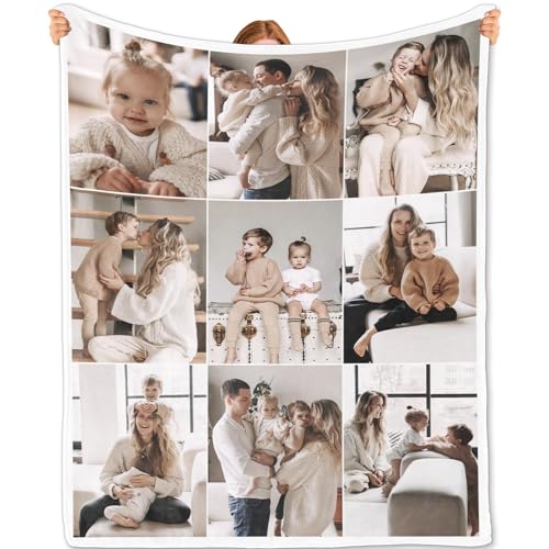 Bemaystar Personalisierte Decke mit 9 Fotos – Personalisierte Geschenke für Frauen, Männer, Paare, Freunde – Decke personalisiert für Valentinstag, Geburtstag & Hochzeit von Bemaystar