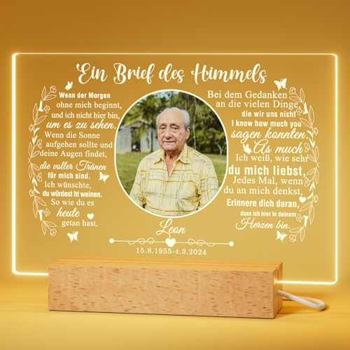 Bemaystar Personalisierte Gedenken an Verstorbene, Trauergeschenk, Erinnerung an Verstorbene, Andenken an Verstorbene, Trauerlicht, Trost Geschenke, Charakter Fotorahmen Nachtlicht Bemaystar Personalisierte Gedenken an Verstorbene, Trauergeschenk, Erinnerung an Verstorbene, Andenken an Verstorbene, Trauerlicht, Trost Geschenke, Charakter Fotorahmen Nachtlicht von Bemaystar