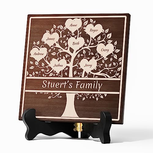 Bemaystar Personalisierter Stammbaum Massivholz -Holzherz Gravur Geschenke, Besten Personalisierte Geschenke-Deko Holz Herz mit Individuellem Namen-Muttertagsgeschenk & Vatertagsgeschenk,20*20-8 von Bemaystar