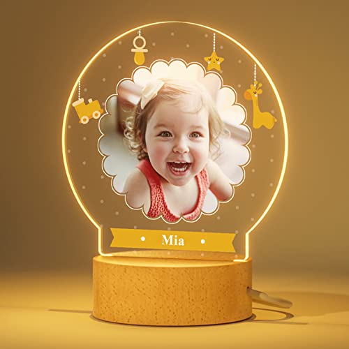 Bemaystar Personalisierte Geschenke Baby Nachtlicht mit Foto und Name - Personalisierte LED Lampe Kinder Geburtstagsgeschenk, Taufgeschenke, Fotogeschenke, Geschenk zur Geburt Junge Mädchen von Bemaystar