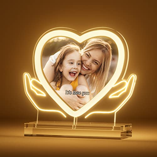 Bemaystar Personalisierte Geschenke Frauen Herz Neon - Personalisierte Lampe mit Foto und Widmung, Geschenke für Mama, Jahrestag Geschenk, Partner Geschenke, Fotogeschenke 25x15cm von Bemaystar
