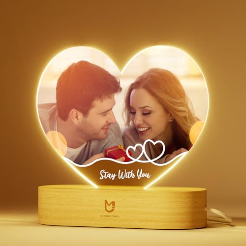 Bemaystar Personalisierte Geschenke Lampe mit Foto - Couple Geschenke Valentinstag für Ihn & Sie, Jahrestag Geschenk Partner Freund Freundin - Herz von Bemaystar