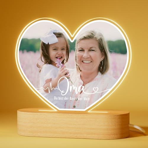 Bemaystar Personalisierte Geschenke für Oma - Personalisierte Lampe mit Foto und Text - Acryl-Bilderrahmen mit optionalem LED-Sockel Bemaystar Personalisierte Geschenke für Oma - Personalisierte Lampe mit Foto und Text - Acryl-Bilderrahmen mit optionalem LED-Sockel von Bemaystar