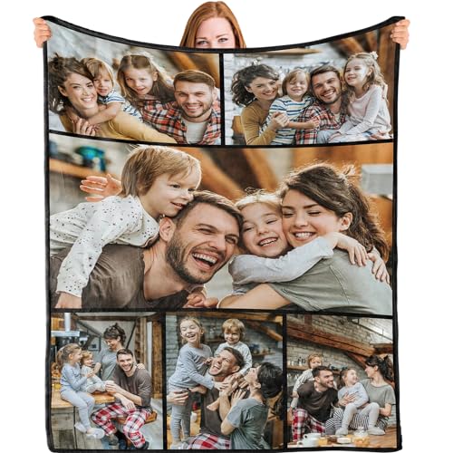 Bemaystar Personalisierte Geschenke mit Foto - Personalisierte Decke, Decke mit Foto, Fotodecke mit Eigenem Foto, Geschenke für Mama Papa Familie Kind Baby Haustier für Weihnachtstag Geburtstage von Bemaystar