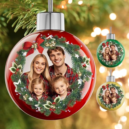 Bemaystar Personalisierte Weihnachtskugeln - Weihnachtskugel mit Foto Weihnachtskugel Personalisiert mit Doppelseitig Bedrucktem Foto, Familie, Freunde und Verwandte (Foto) von Bemaystar