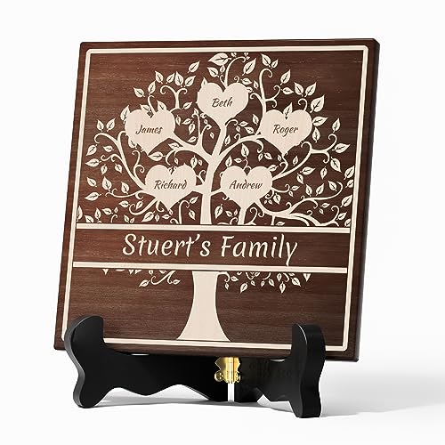 Bemaystar Personalisierter Stammbaum Massivholz -Holzherz Gravur Geschenke, Besten Personalisierte Geschenke-Deko Holz Herz mit Individuellem Namen-Muttertagsgeschenk & Vatertagsgeschenk,20 * 20-5 von Bemaystar