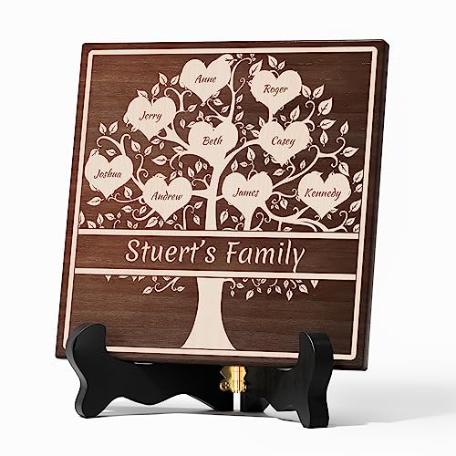 Bemaystar Personalisierter Stammbaum holzherz gravur geschenke-besten personalisierte geschenke-deko holz herz mit individuellem Namen-muttertagsgeschenk & vatertagsgeschenk,20 * 20-9 von Bemaystar