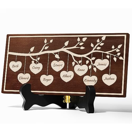 Bemaystar Personalisierter Stammbaum holzherz gravur geschenke-besten personalisierte geschenke-deko holz herz mit individuellem Namen-muttertagsgeschenk & vatertagsgeschenk,36 * 18-10 von Bemaystar