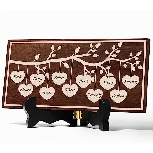 Bemaystar Personalisierter Stammbaum Massivholz -Holzherz Gravur Geschenke, Besten Personalisierte Geschenke-Deko Holz Herz mit Individuellem Namen-Muttertagsgeschenk & Vatertagsgeschenk,36 * 18-11 von Bemaystar