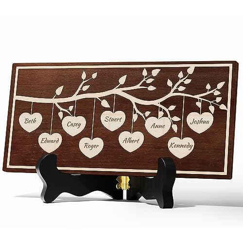 Bemaystar Personalisierter Stammbaum Massivholz -Holzherz Gravur Geschenke, Besten Personalisierte Geschenke-Deko Holz Herz mit Individuellem Namen-Muttertagsgeschenk & Vatertagsgeschenk,36 * 18-9 von Bemaystar