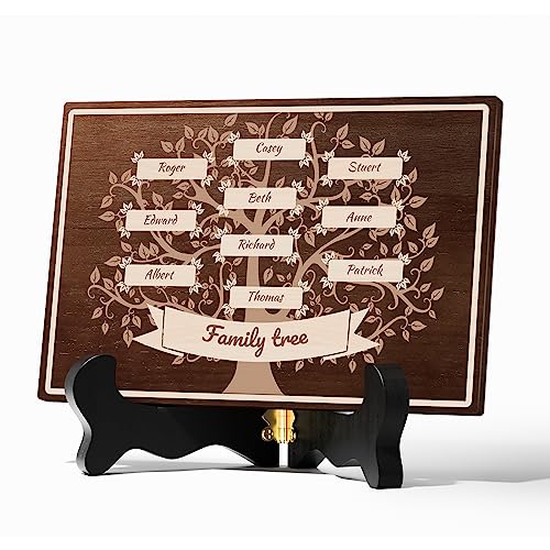 Bemaystar Personalisierter Stammbaum Massivholz -Holzherz Gravur Geschenke, Besten Personalisierte Geschenke-Deko Holz Herz mit Individuellem Namen-Muttertagsgeschenk & Vatertagsgeschenk, 20 * 30-10 von Bemaystar