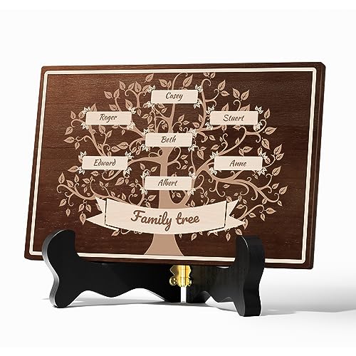 Bemaystar Personalisierter Stammbaum Massivholz -Holzherz Gravur Geschenke, Besten Personalisierte Geschenke-Deko Holz Herz mit Individuellem Namen-Muttertagsgeschenk & Vatertagsgeschenk-20 * 30-7 von Bemaystar