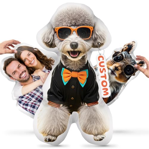 Bemaystar Personalisiertes Kissen mit Foto, Hunde- und Katzen-Form, personalisiertes Geschenk, Haustier-Gedenkgeschenk für Familie und Freunde (doppelseitig, 35 cm) von Bemaystar