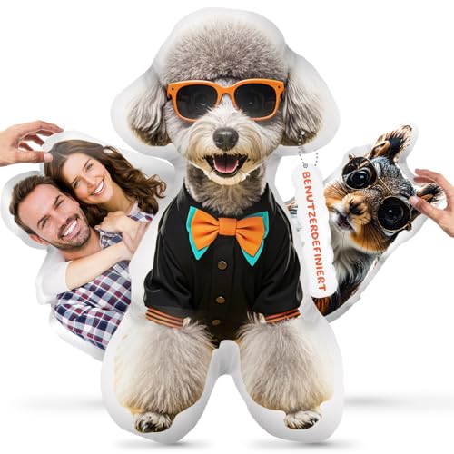 Bemaystar Personalisiertes Kissen mit Foto, Hunde- und Katzen-Form, personalisiertes Kissen, personalisiertes Geschenk, Haustier-Gedenkgeschenk für Familie und Freunde (eine Seite, 40 cm) von Bemaystar