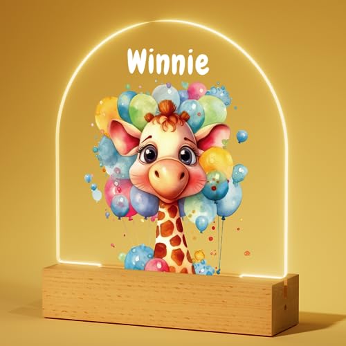 Bemaystar Personalisiertes Nachtlicht Baby – Giraffen Nachtlicht, Nachttischlampe mit Namen, Geschenk zur Geburt Junge, Taufgeschenke für Mädchen, Personalisierte Geschenke Kinder von Bemaystar