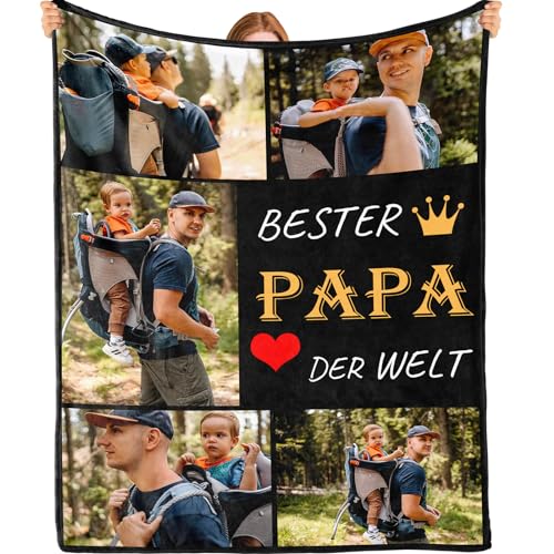 Bemaystar Vatertagsgeschenke für Papa - Geschenkideen für Vater, Personalisierte Geschenke zum Vatertag, Personalisierte Decke mit Foto，Fotodecke, Beste Papa Geschenk, Papa Geschenk, 75x100cm von Bemaystar