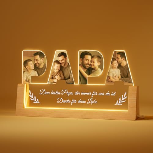 Personalisierte Geschenke Papa mit Foto - Geschenk für Papa zum Vatertag, Geburtstag, Weihnachten - LED Leuchtschild Personalisiert und Graviert Personalisierte Geschenke Papa mit Foto - Geschenk für Papa zum Vatertag, Geburtstag, Weihnachten - LED Leuchtschild Personalisiert und Graviert von Bemaystar
