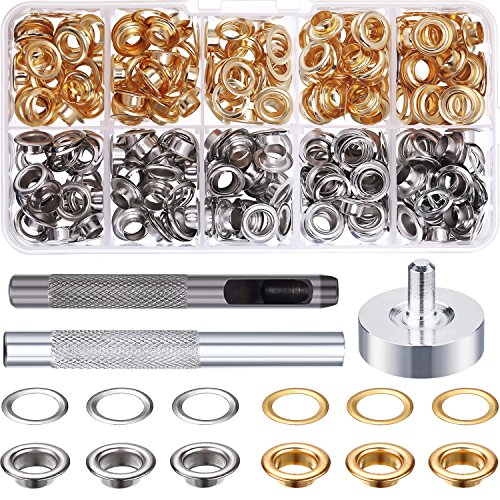 1/4 Zoll Tülle Kit 100 Sets Grommets Ösen mit 3 Stück Install Werkzeug Kit, 2 Farben von Bememo