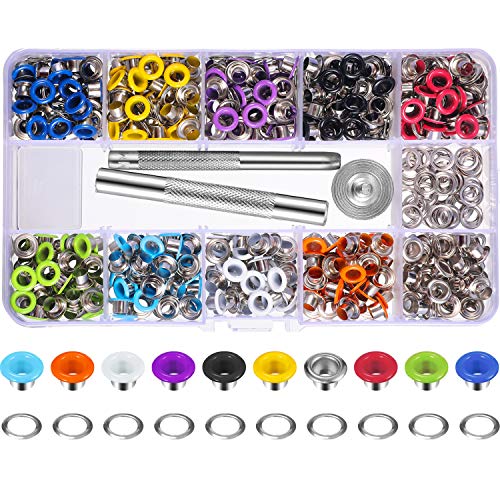 400 Sets 3/16 Zoll mehrfarbige Ösen Kit Metallösen mit Installationswerkzeugen und Anleitung in transparenter Box von Bememo