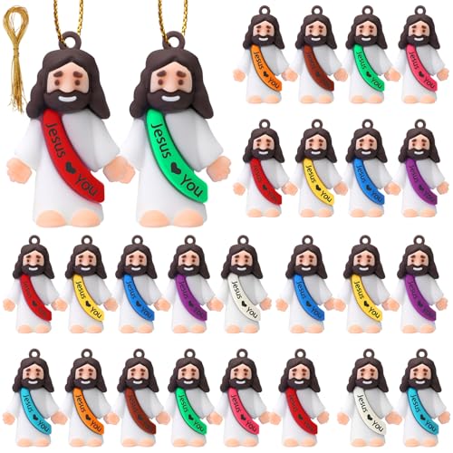 Bememo 25 Stück Mini Jesus Love You Winzige Jesus DIY befüllbare Kugeln Mini Gummi Jesus Figuren Spielzeug für Dekoration Verstecken Geschenke religiöse Party Sonntag Schule Taufe von Bememo