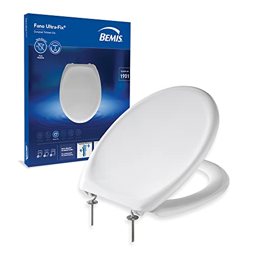 BEMIS Fano Ultra-Fix® Duroplast Toilettensitz weiß | Antibakterielle Oberfläche für beste Hygiene | Einfache Installation | Klobrille aus Duroplast und rostfreiem Edelstahl abnehmbar | von Bemis