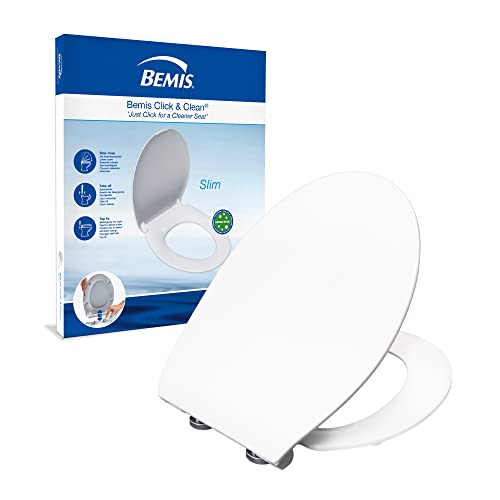 Bemis Click&Clean® Slim WC-Sitz | Absenkautomatik | Reinigung mit bester Hygiene durch patentiertes Abnahmesystem | Einfache Installation von oben | Antibakteriell | Weiß | flache, schlanke Bauform von Bemis