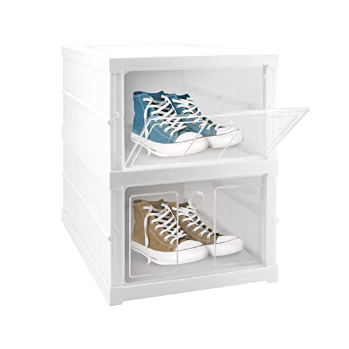 Bemodst Schuhboxen, Schuhboxen Stapelbar, 2-Lagige Transparente Kunststoffschuhbox mit Deckel, Abnehmbare Schublade Aufbewahrungs und Finishing-Box, Geeignet für die Haushaltsaufbewahrung von Schuhen von Bemodst