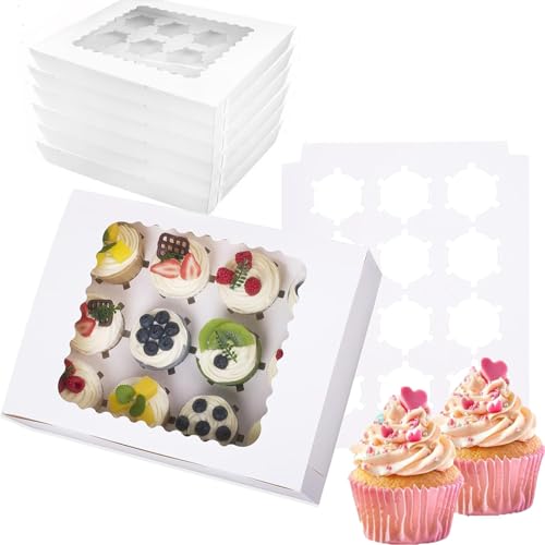 Bemoseng 6 Stück Tortenbox, 12 Löcher Cupcake Boxen, Cupcake Box Muffin Transportbox mit Fenster Kuchen Transportbox mit Deckel und Großem Sichtfenster, für Kuchen Macarons Muffins Gebäck Cookies Bemoseng 6 Stück Tortenbox, 12 Löcher Cupcake Boxen, Cupcake Box Muffin Transportbox mit Fenster Kuchen Transportbox mit Deckel und Großem Sichtfenster, für Kuchen Macarons Muffins Gebäck Cookies von Bemoseng