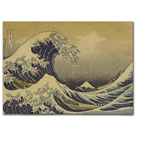 Bemvp Die Große Welle Vor Kanagawa Von Katsushika Hokusai Poster Umweltfreundlich Print Vintage Kraftpapier Wandkunstdekoration von Bemvp